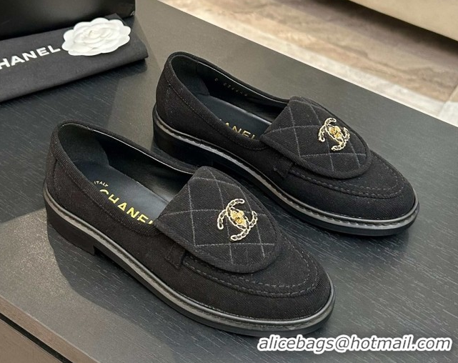 Good Quality Chanel Corduroy Mocassins Loafers G47119 Black 2026