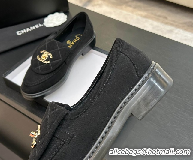 Good Quality Chanel Corduroy Mocassins Loafers G47119 Black 2026