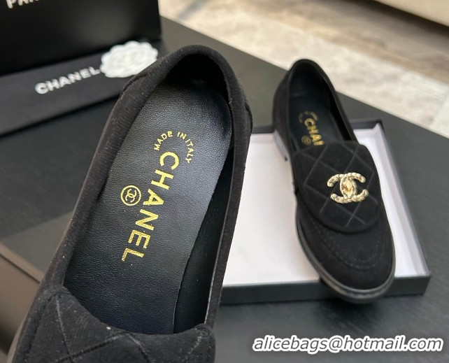 Good Quality Chanel Corduroy Mocassins Loafers G47119 Black 2026