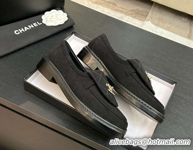 Good Quality Chanel Corduroy Mocassins Loafers G47119 Black 2026