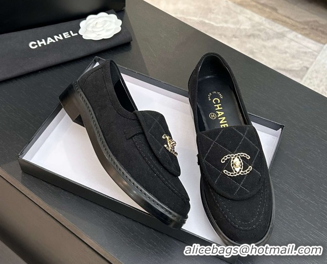 Good Quality Chanel Corduroy Mocassins Loafers G47119 Black 2026