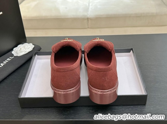 Perfect Chanel Corduroy Mocassins Loafers G47119 Deep Red 2026