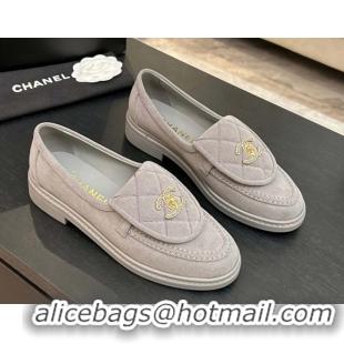 Best Price Chanel Corduroy Mocassins Loafers G47119 Light Grey 2026