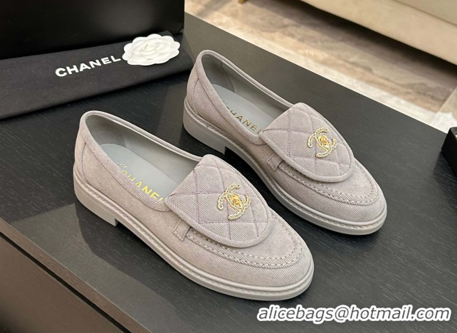 Best Price Chanel Corduroy Mocassins Loafers G47119 Light Grey 2026