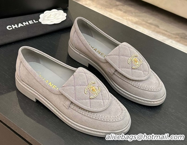 Best Price Chanel Corduroy Mocassins Loafers G47119 Light Grey 2026