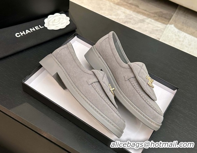 Best Price Chanel Corduroy Mocassins Loafers G47119 Light Grey 2026