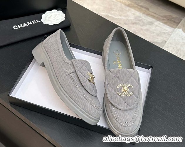 Best Price Chanel Corduroy Mocassins Loafers G47119 Light Grey 2026