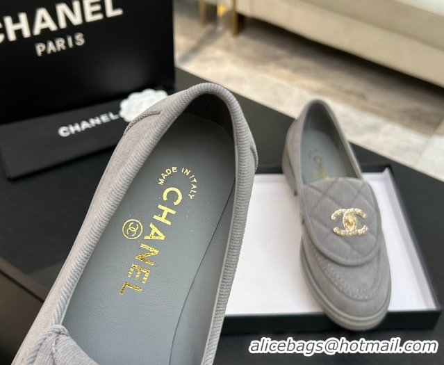 Best Price Chanel Corduroy Mocassins Loafers G47119 Light Grey 2026