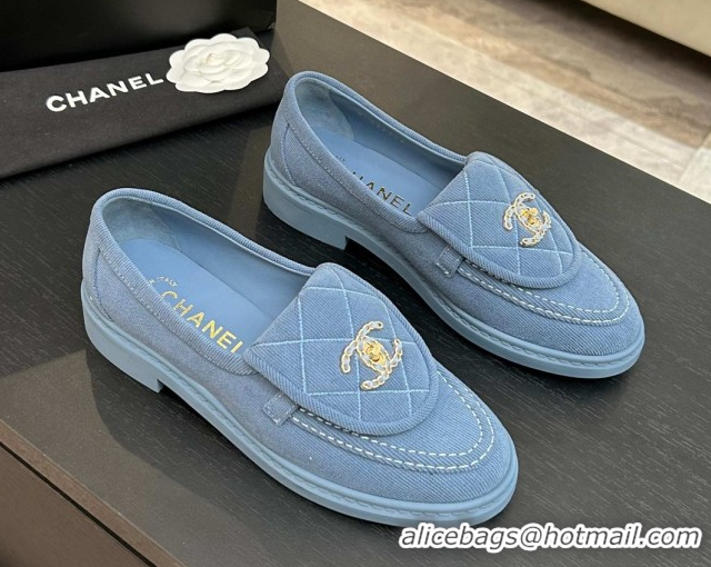 Grade Quality Chanel Corduroy Mocassins Loafers G47119 Light Blue 2026