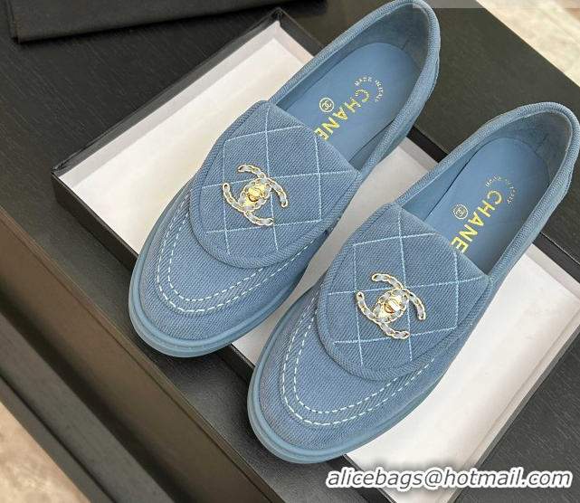 Grade Quality Chanel Corduroy Mocassins Loafers G47119 Light Blue 2026