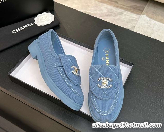Grade Quality Chanel Corduroy Mocassins Loafers G47119 Light Blue 2026