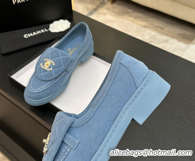Grade Quality Chanel Corduroy Mocassins Loafers G47119 Light Blue 2026