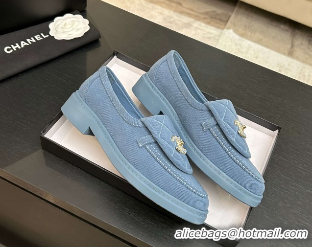 Grade Quality Chanel Corduroy Mocassins Loafers G47119 Light Blue 2026