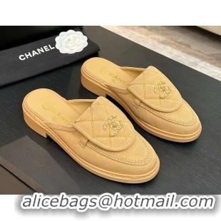 Low Price Chanel Corduroy Flat Mules with CC Foldover G47119 Brown 2026