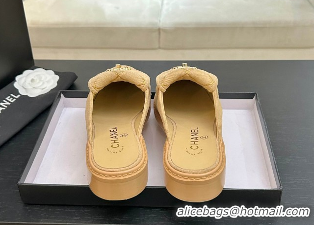 Low Price Chanel Corduroy Flat Mules with CC Foldover G47119 Brown 2026