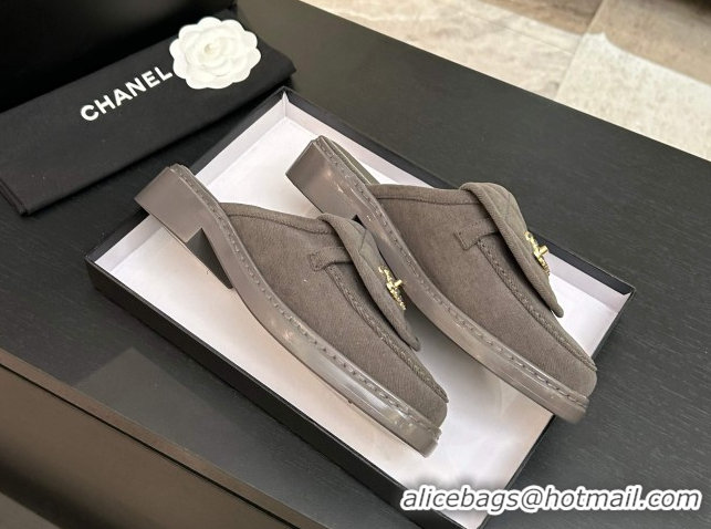 Purchase Chanel Corduroy Flat Mules with CC Foldover G47119 Grey 2026