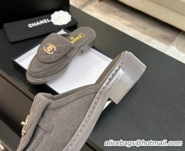 Purchase Chanel Corduroy Flat Mules with CC Foldover G47119 Grey 2026