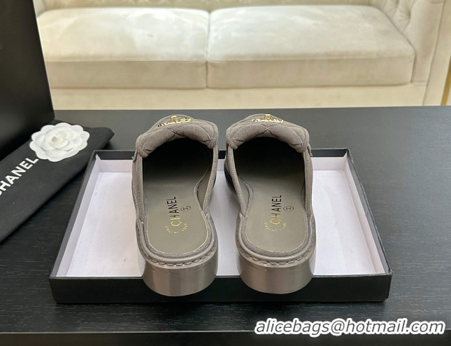 Purchase Chanel Corduroy Flat Mules with CC Foldover G47119 Grey 2026