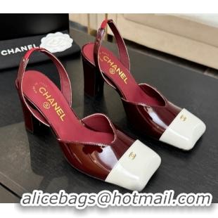 Sumptuous Chanel Slingbacks in Patent Calfskin 9cm Heel G47204 Burgundy Spring Summer 2026