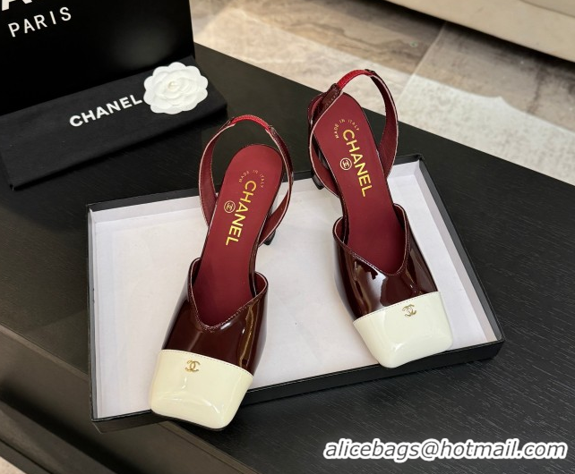 Sumptuous Chanel Slingbacks in Patent Calfskin 9cm Heel G47204 Burgundy Spring Summer 2026