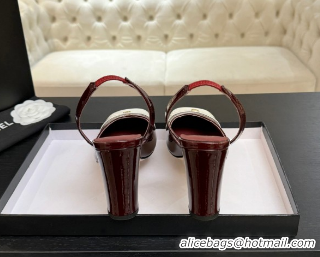 Sumptuous Chanel Slingbacks in Patent Calfskin 9cm Heel G47204 Burgundy Spring Summer 2026