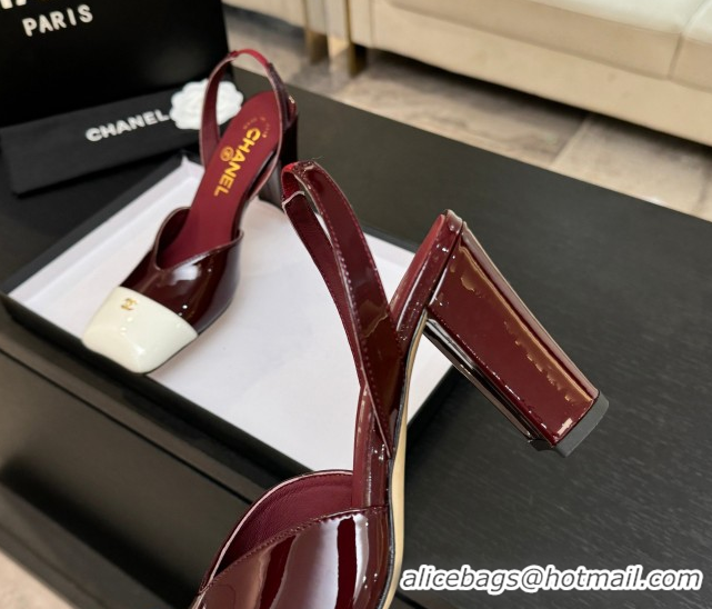 Sumptuous Chanel Slingbacks in Patent Calfskin 9cm Heel G47204 Burgundy Spring Summer 2026