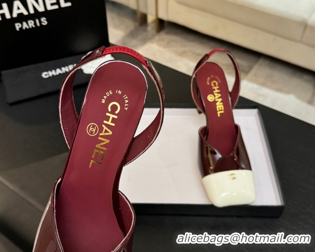 Sumptuous Chanel Slingbacks in Patent Calfskin 9cm Heel G47204 Burgundy Spring Summer 2026