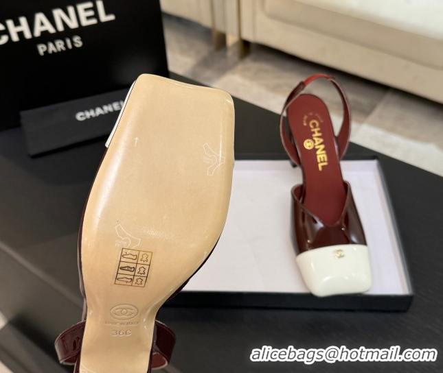 Sumptuous Chanel Slingbacks in Patent Calfskin 9cm Heel G47204 Burgundy Spring Summer 2026
