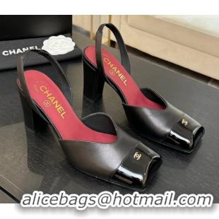 Duplicate Chanel Slingbacks in Lambskin & Patent Calfskin 9cm Heel G47204 Black Spring Summer 2026