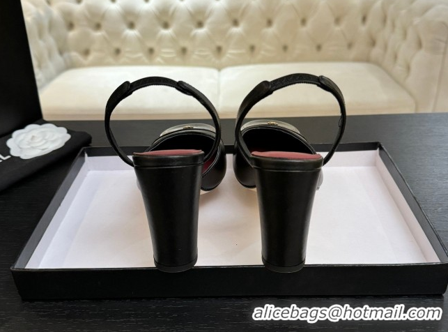Duplicate Chanel Slingbacks in Lambskin & Patent Calfskin 9cm Heel G47204 Black Spring Summer 2026