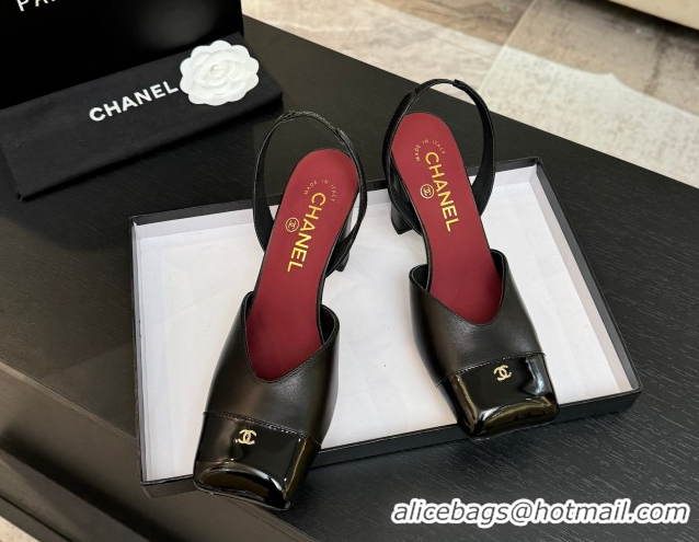 Duplicate Chanel Slingbacks in Lambskin & Patent Calfskin 9cm Heel G47204 Black Spring Summer 2026