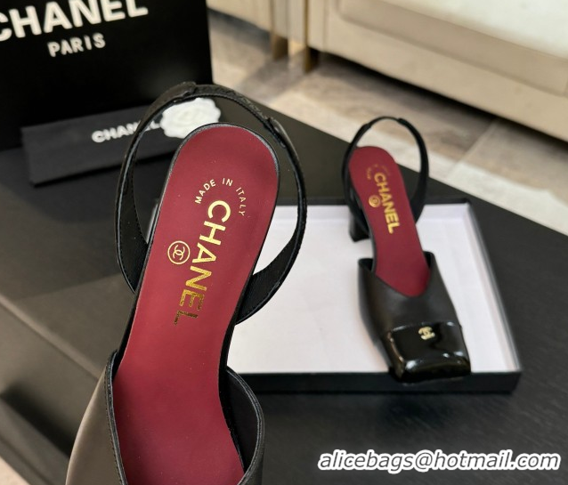 Duplicate Chanel Slingbacks in Lambskin & Patent Calfskin 9cm Heel G47204 Black Spring Summer 2026