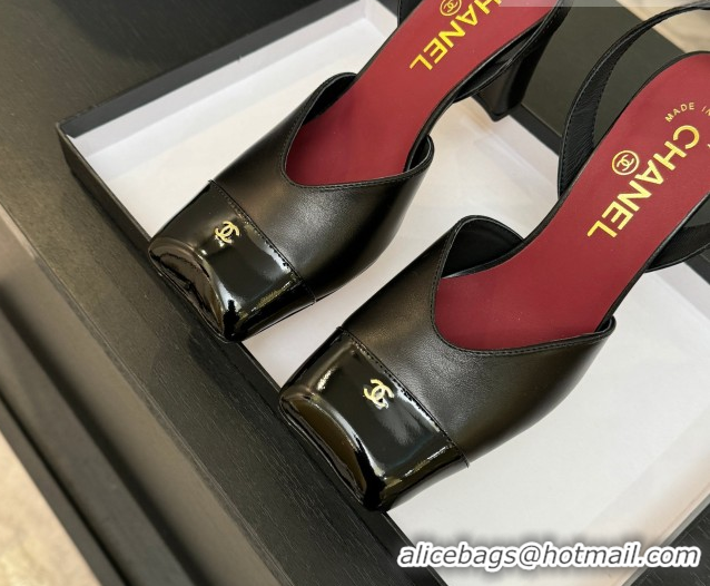 Duplicate Chanel Slingbacks in Lambskin & Patent Calfskin 9cm Heel G47204 Black Spring Summer 2026