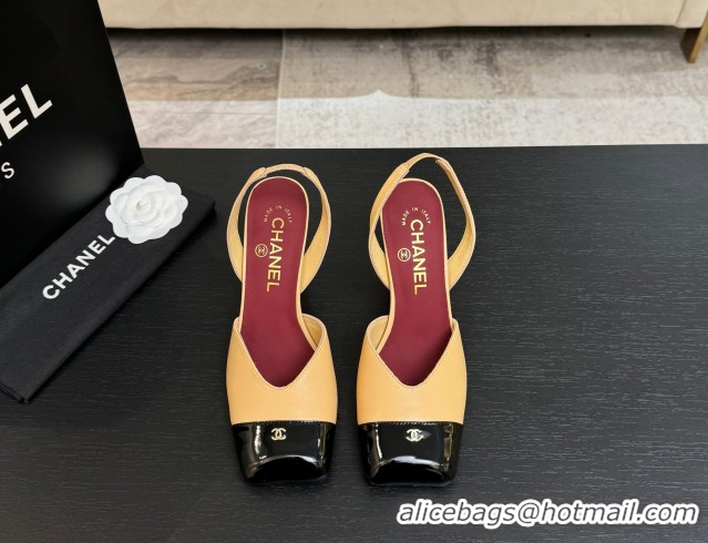 Trendy Design Chanel Slingbacks in Lambskin & Patent Calfskin 9cm Heel G47204 Beige Spring Summer 2026