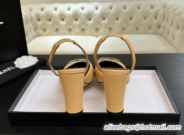 Trendy Design Chanel Slingbacks in Lambskin & Patent Calfskin 9cm Heel G47204 Beige Spring Summer 2026