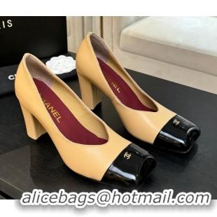 Stylish Chanel Pumps in Lambskin & Patent Calfskin 9cm Heel G47203 Beige Spring Summer 2026
