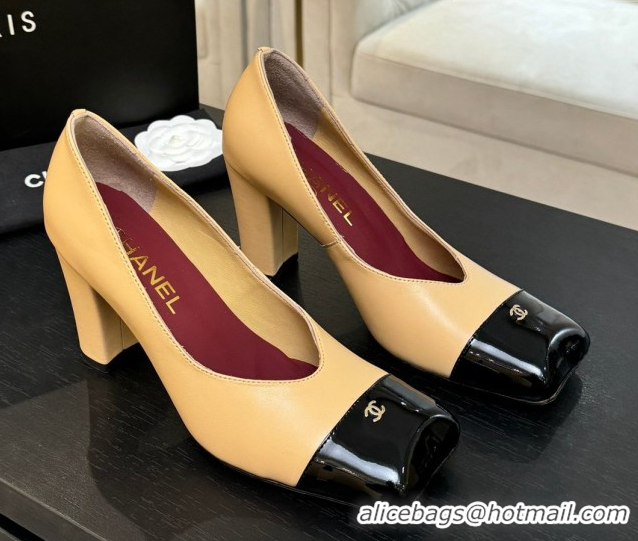Stylish Chanel Pumps in Lambskin & Patent Calfskin 9cm Heel G47203 Beige Spring Summer 2026