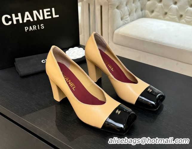 Stylish Chanel Pumps in Lambskin & Patent Calfskin 9cm Heel G47203 Beige Spring Summer 2026