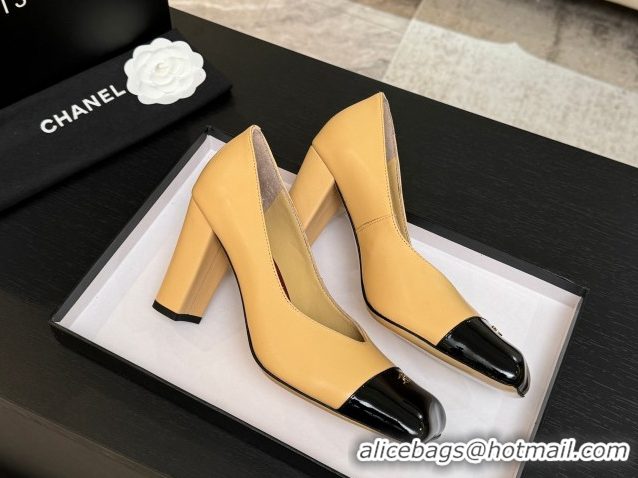 Stylish Chanel Pumps in Lambskin & Patent Calfskin 9cm Heel G47203 Beige Spring Summer 2026