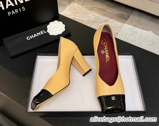 Stylish Chanel Pumps in Lambskin & Patent Calfskin 9cm Heel G47203 Beige Spring Summer 2026