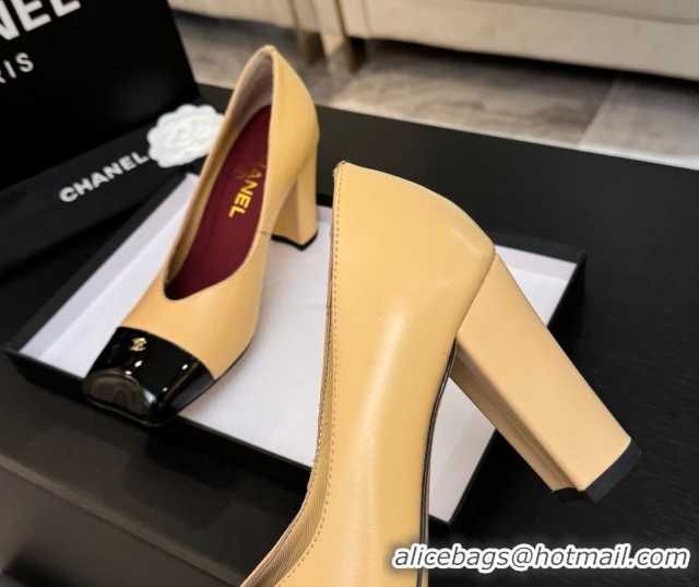 Stylish Chanel Pumps in Lambskin & Patent Calfskin 9cm Heel G47203 Beige Spring Summer 2026