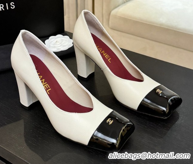 Best Price Chanel Pumps in Lambskin & Patent Calfskin 9cm Heel G47203 White Spring Summer 2026