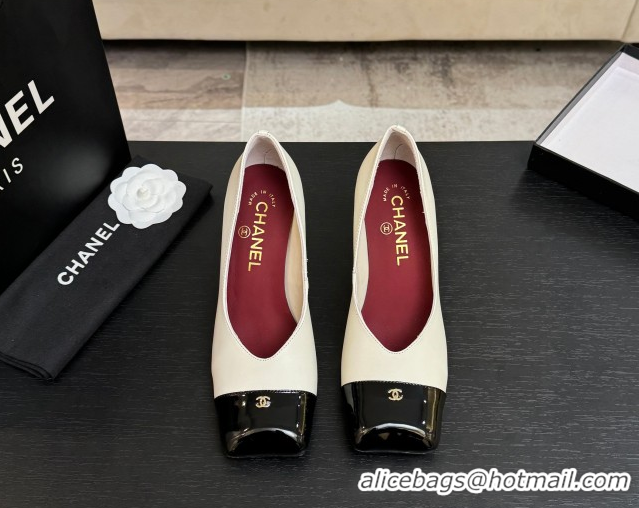 Best Price Chanel Pumps in Lambskin & Patent Calfskin 9cm Heel G47203 White Spring Summer 2026