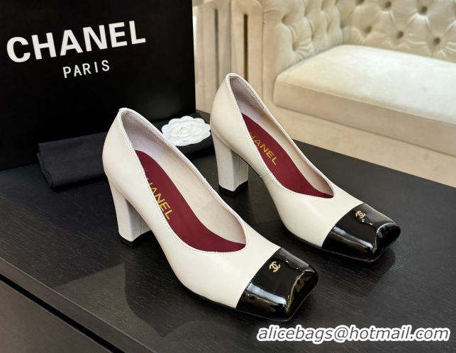 Best Price Chanel Pumps in Lambskin & Patent Calfskin 9cm Heel G47203 White Spring Summer 2026
