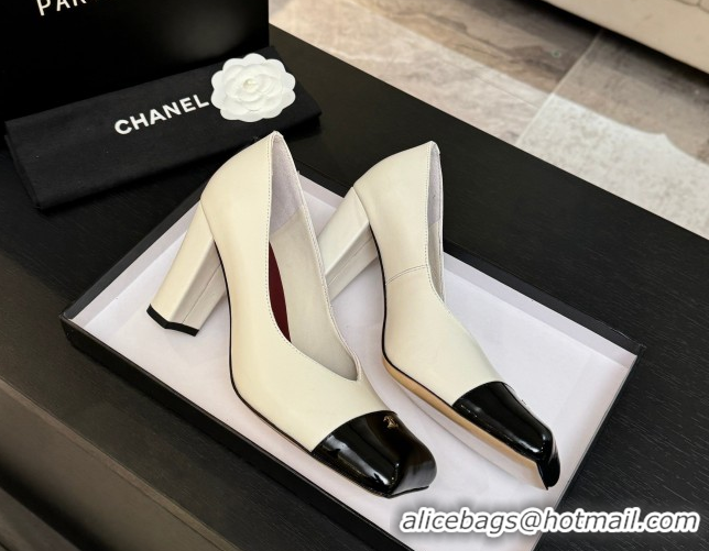 Best Price Chanel Pumps in Lambskin & Patent Calfskin 9cm Heel G47203 White Spring Summer 2026