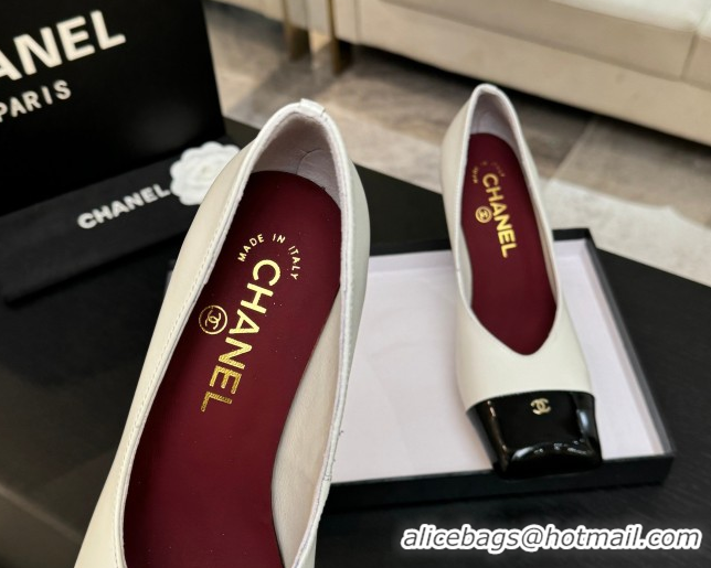 Best Price Chanel Pumps in Lambskin & Patent Calfskin 9cm Heel G47203 White Spring Summer 2026