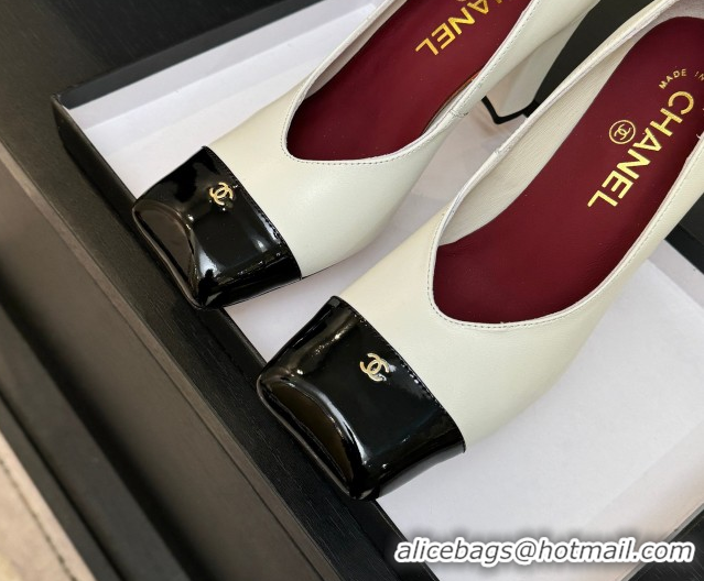 Best Price Chanel Pumps in Lambskin & Patent Calfskin 9cm Heel G47203 White Spring Summer 2026