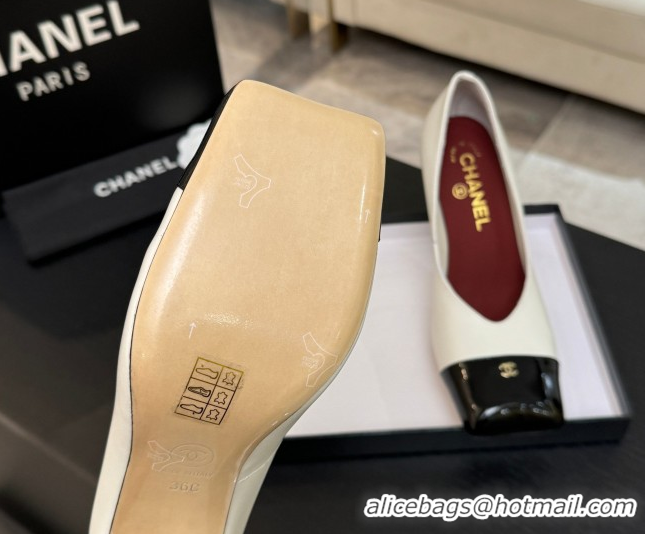 Best Price Chanel Pumps in Lambskin & Patent Calfskin 9cm Heel G47203 White Spring Summer 2026