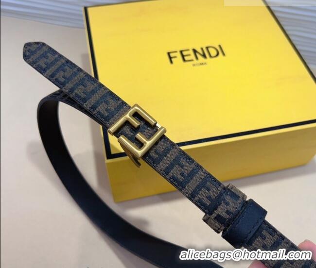 Inexpensive Fendi FF Canvas and Calfskin Belt 2cm FE102201 Black/Aged Gold 2024