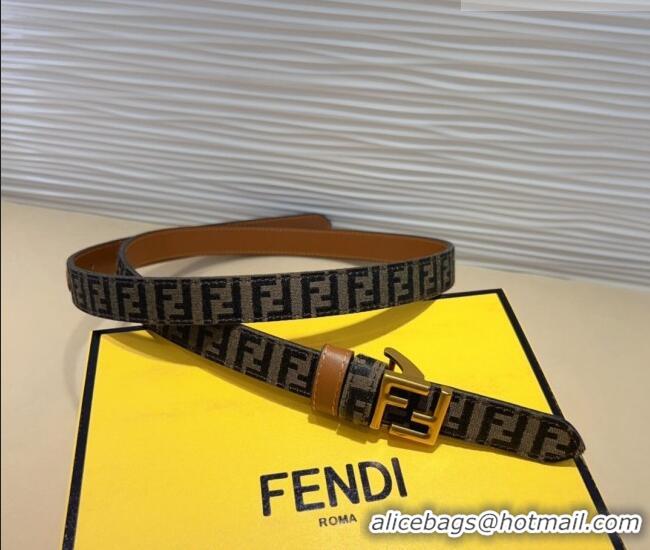 Discount Fendi FF Canvas and Calfskin Belt 2cm FE102201 Brown/Aged Gold 2024